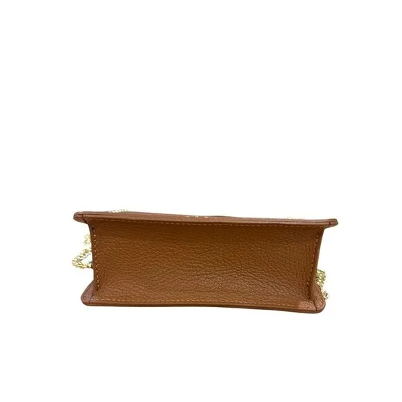 Persaman NY Pebbled Leather Mini Top Handle Crossbody Bag Brown Studded EUC - Picture 5 of 9